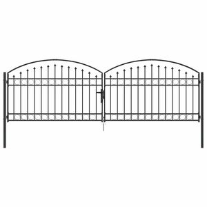 vidaXL Zaun tor mit Schloss Grau 401 x 175,5 cm Stahl