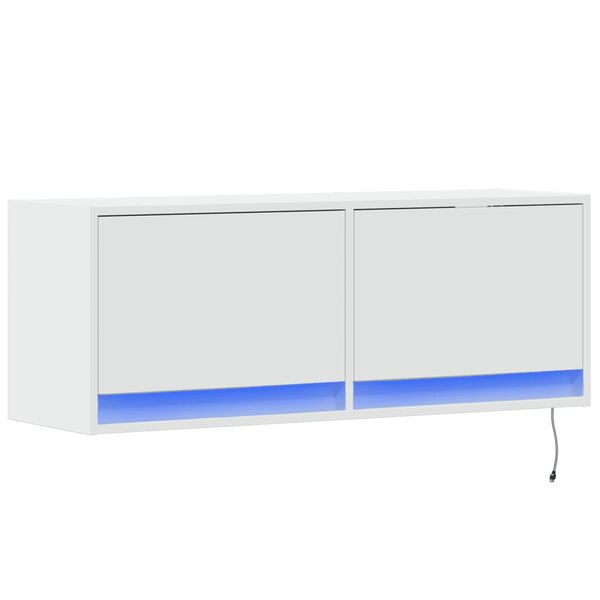 vidaXL TV-Wandschrank mit LED-Beleuchtung Wei&szlig; 100x31x35 cm