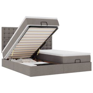 vidaXL Ottoman-Bett mit Matratzen & LEDs Taupe 200x200 cm Stoff
