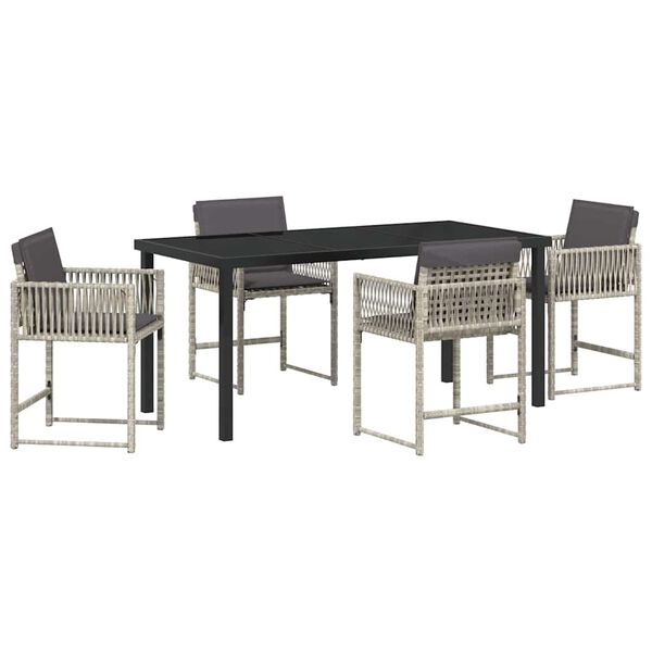 vidaXL Garten Essgruppe 5 pcs Hellgrau Poly-Rattan