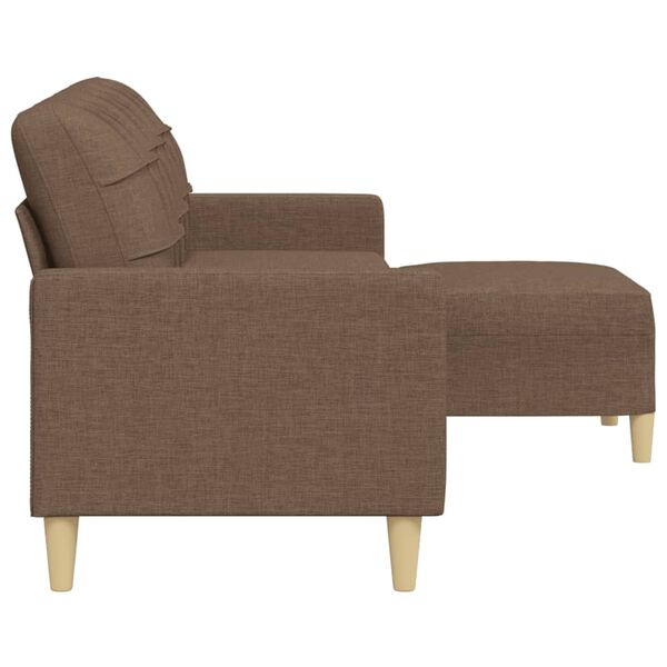 vidaXL 3-Sitzer-Sofa mit Hocker Braun 210 cm Stoff