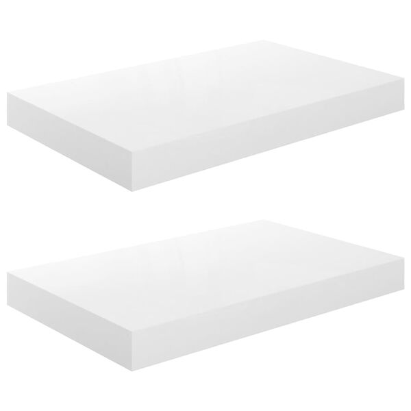 vidaXL Schweberegale 2 Stk. Hochglanz-Weiß 40x23x3,8 cm MDF