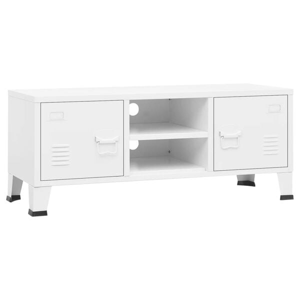 vidaXL TV-Schrank Industrie-Stil Weiß 105x35x42 cm Metall