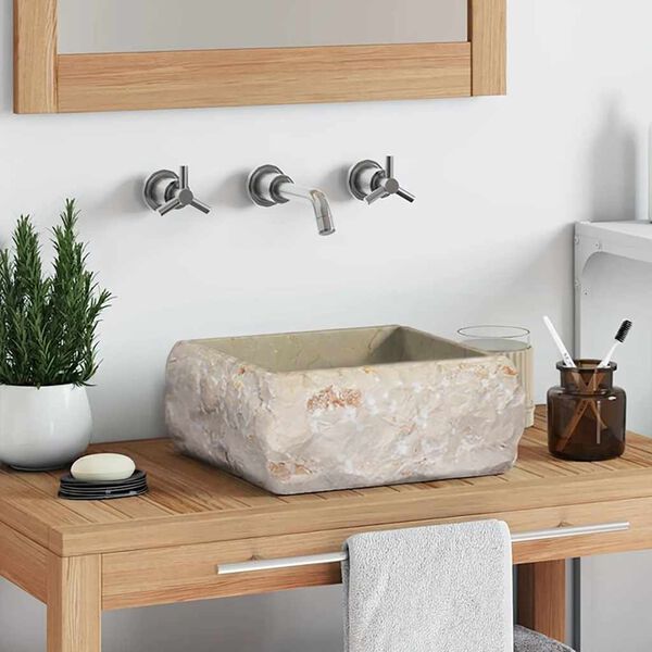 vidaXL Waschbecken Creme 30x30x13 cm Marmor