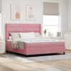 vidaXL Boxspringbett mit Matratze mit LED Rosa 180 x 200 cm Samt
