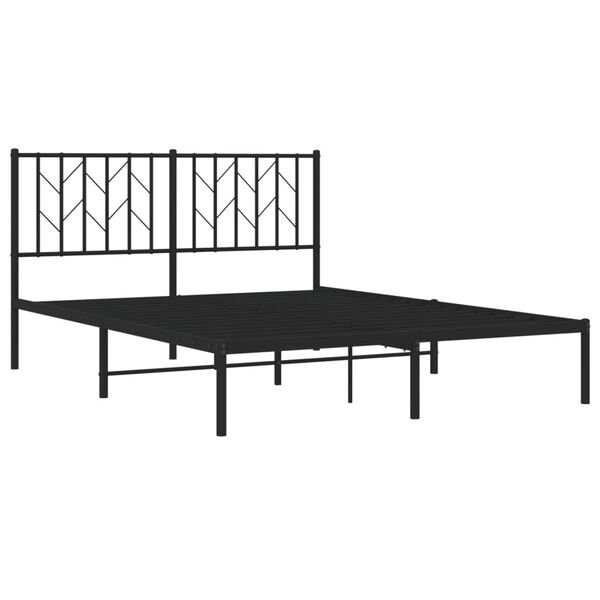 vidaXL Bettgestell mit Kopfteil Metall Schwarz 135x190 cm