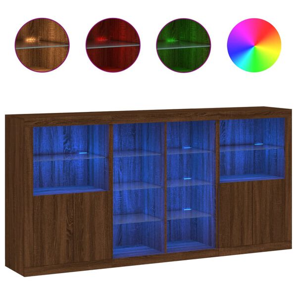 vidaXL Sideboard mit LED-Leuchten Braun Eichen-Optik 202x37x100 cm
