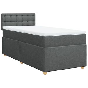 vidaXL Boxspringbett mit Matratze Dunkelgrau Stoff