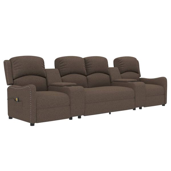 vidaXL 4-Sitzer Massagesessel mit Getränkehalter Taupe Stoff