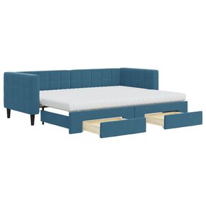 vidaXL Tagesbett Ausziehbar mit Schubladen Blau 80x200 cm Samt