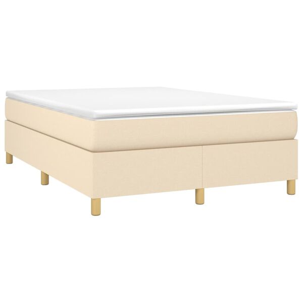 vidaXL Boxspringbettgestell Creme 140x200 cm Stoff