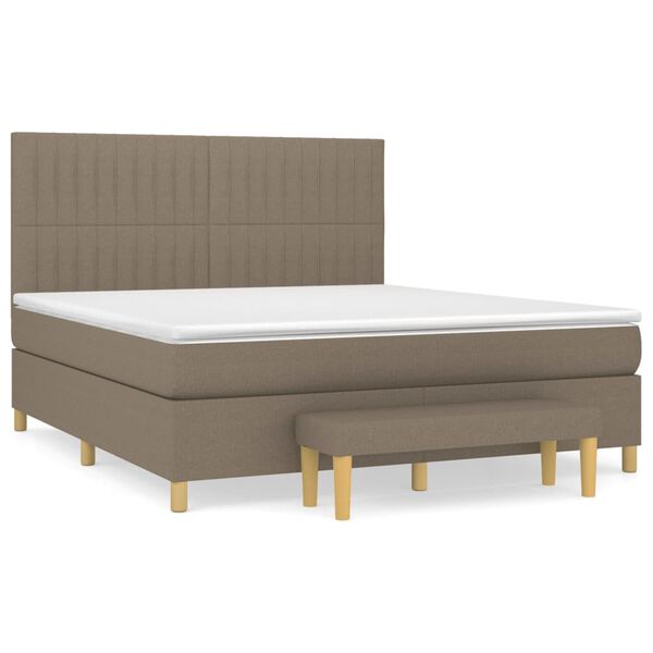 vidaXL Boxspringbett mit Matratze Taupe 160x200 cm Stoff