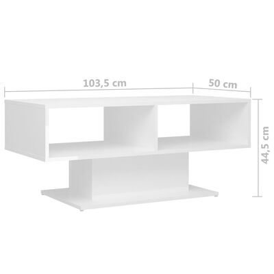 vidaXL Couchtisch Hochglanz-Weiß 103,5x50x44,5 cm Holzwerkstoff