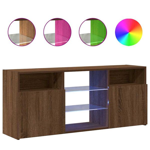 vidaXL TV-Schrank mit LED-Leuchten Braun Eichen-Optik 120x30x50 cm