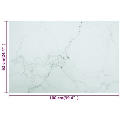 vidaXL Tischplatte Weiß 100x62 cm 8 mm Hartglas in Marmoroptik