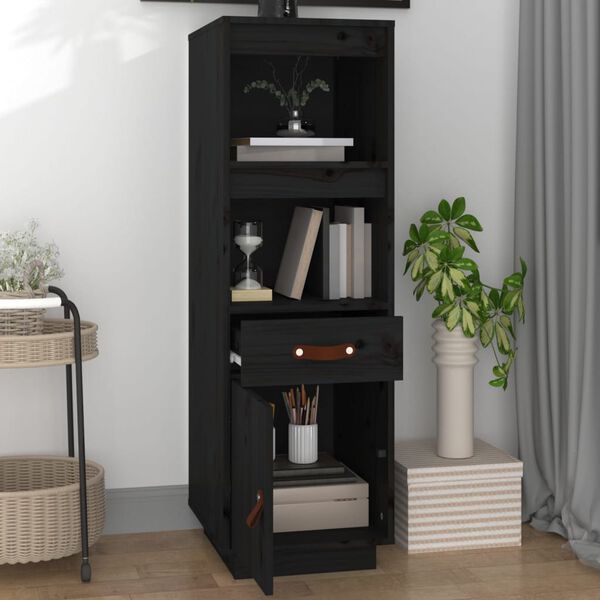 vidaXL Highboard Schwarz 34x40x108,5 cm Massivholz Kiefer