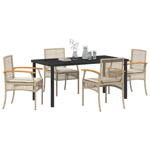 vidaXL Garten Essgruppe 5 pcs Beige Poly-Rattan