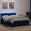 vidaXL Boxspringbett mit Matratze & LED Dunkelblau 160x220 cm Samt