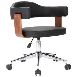 vidaXL Drehbarer B&uuml;rostuhl Schwarz Bugholz und Kunstleder