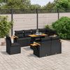 vidaXL 9-tlg. Garten-Sofagarnitur mit Kissen Schwarz Poly Rattan