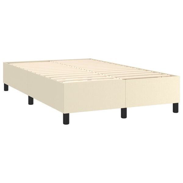 vidaXL Boxspringbett mit Matratze Creme 120x200 cm Kunstleder