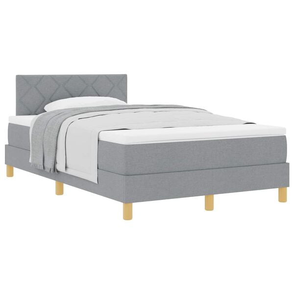 vidaXL Boxspringbett mit Matratze Hellgrau 120 x 190 cm Stoff
