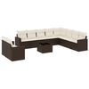 vidaXL 11-tlg. Garten-Sofagarnitur mit Kissen Braun Poly Rattan