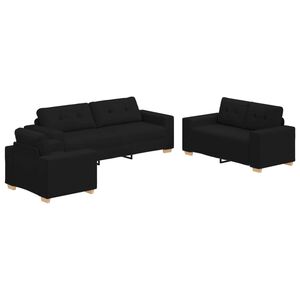 vidaXL Sofa 3 stk. Schwarz Leinenmischgewebe