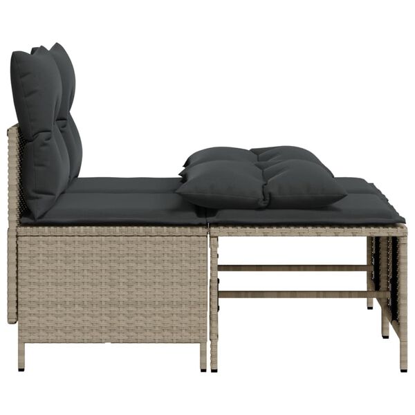 vidaXL 4-tlg. Garten-Sofagarnitur mit Kissen Hellgrau Poly Rattan
