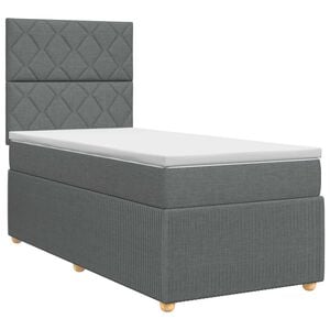 vidaXL Boxspringbett mit Matratze Dunkelgrau 80 x 200 cm Stoff