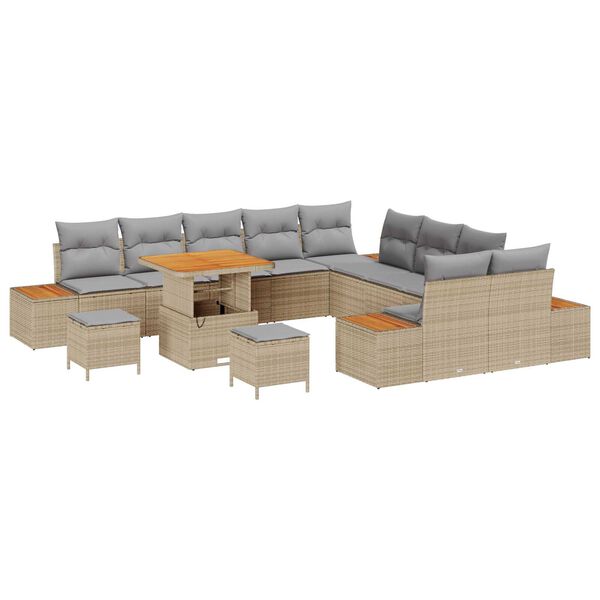 vidaXL Gartensofa-set 13 pcs Beige Poly-Rattan