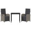 vidaXL Garten Essgruppe mit Kissen 3 pcs Grau Poly-Rattan
