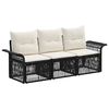 vidaXL Gartensofa-set 3 Stk. Schwarz Poly-Rattan