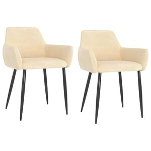 vidaXL Esszimmerst&uuml;hle 2 Stk. Creme Samt