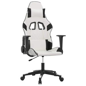 vidaXL Gaming-Stuhl mit Massagefunktion Wei&szlig; und Schwarz Kunstleder