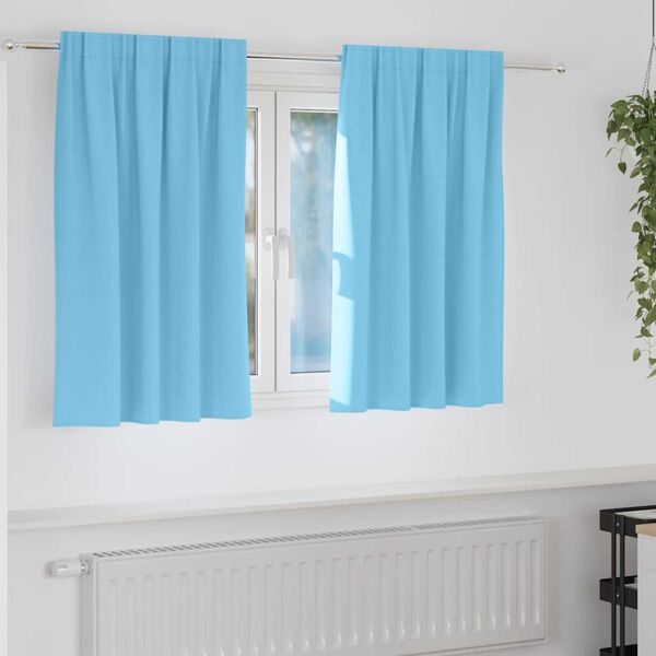 vidaXL Verdunkelungs-Vorh&auml;nge mit Ringen 2 pcs Himmelblau 140 x 140 cm