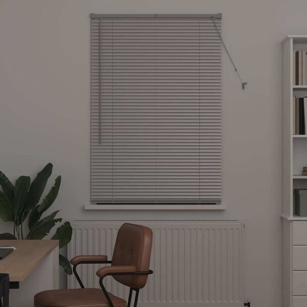 vidaXL Fensterjalousie mit Vorhängen Silber Aluminium