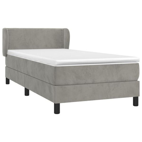 vidaXL Boxspringbett mit Matratze Hellgrau 100x200 cm Samt