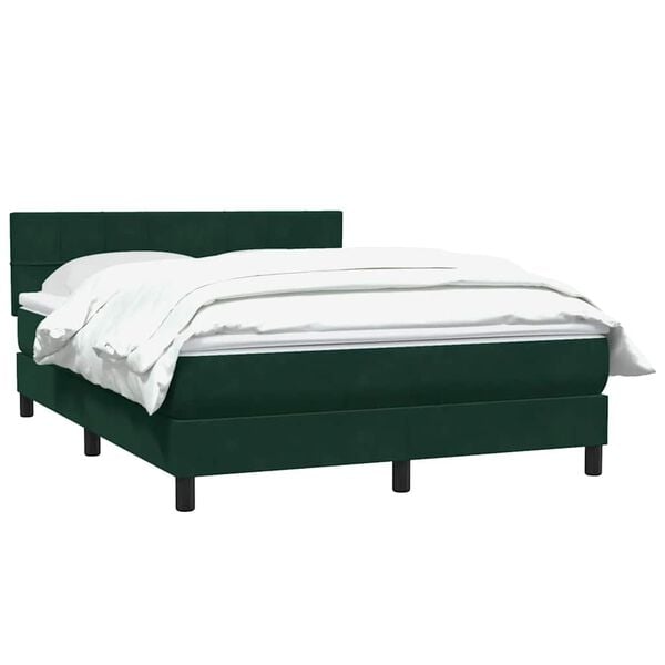 vidaXL Boxspringbett mit Matratze Dunkelgr&uuml;n 160x220 cm Samt