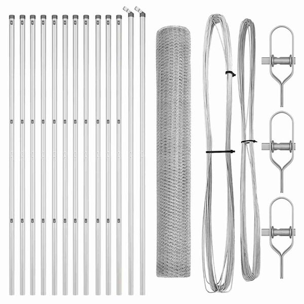 vidaXL Zaunpfosten Silber 25 x 1 m (13 mm Gewebe) Stahl