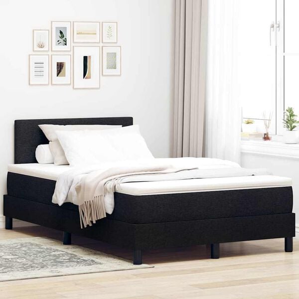 vidaXL Boxspringbett mit Matratze Schwarz 120 x 200 cm Stoff