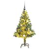 vidaXL K&uuml;nstlicher Weihnachtsbaum mit Schnee & Kugeln 150 LEDs 150 cm