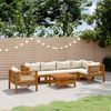 vidaXL 7-tlg. Garten-Lounge-Set mit Creme Kissen Massivholz Akazie