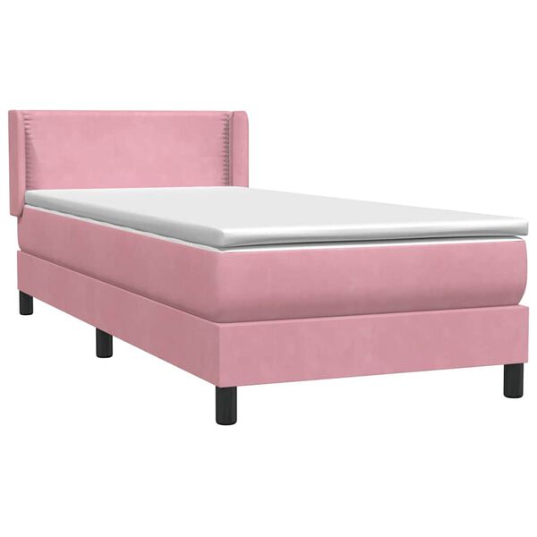 vidaXL Boxspringbett mit Matratze Rosa 100x220 cm Samt
