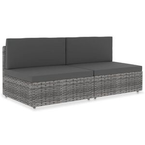vidaXL Modulares 2-Sitzer-Sofa Poly Rattan Grau