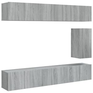 vidaXL 7-tlg. TV-Schrank-Set Grau Sonoma Holzwerkstoff