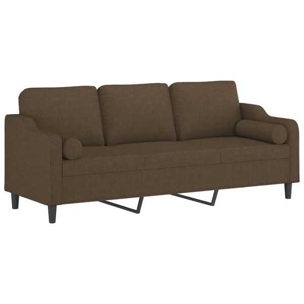 vidaXL 3-Sitzer-Sofa mit Kissen Braun 210 cm Stoff