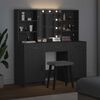 vidaXL Schminktischset mit LED mit Regal 3 pcs Schwarz Eichen-Optik
