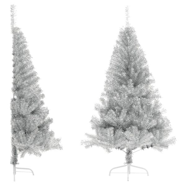 vidaXL Künstlicher Halb-Weihnachtsbaum mit Ständer Silber 180 cm PET