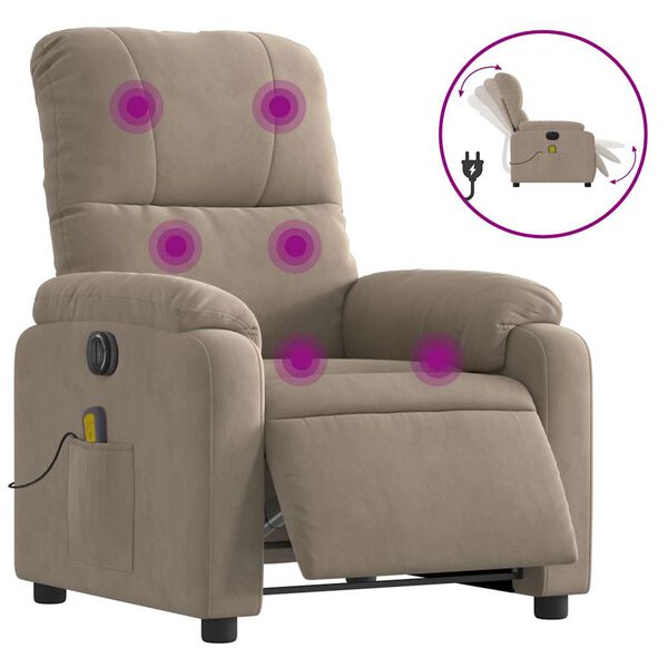 vidaXL Massagesessel Elektrisch Taupe Mikrofasergewebe